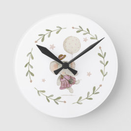 Adsible Elephant Rustic Sweet Boho Baby Shower Rund Klocka