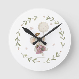 Adsible Elephant Rustic Sweet Boho Baby Shower Rund Klocka