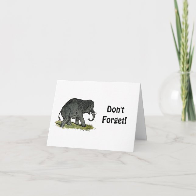 Adsible Elephant Tecknad, Cute Funny Zoo Friend Kort (Framsida)