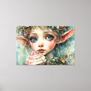 Adsible Elf with a cupcoa Canvastryck