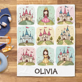 Adsible Fairy Tale Princess och Castle Doodles Fleecefilt