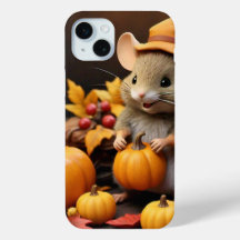 Adsible Fall Mouse with Pumpkins IPhone 15 Fodral