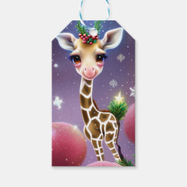 Adsible Fantasy Baby Giraffe with Holly Presentetikett