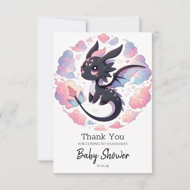 Adsible Fantasy Dragon Baby Shower Tack Kort (Framsida)