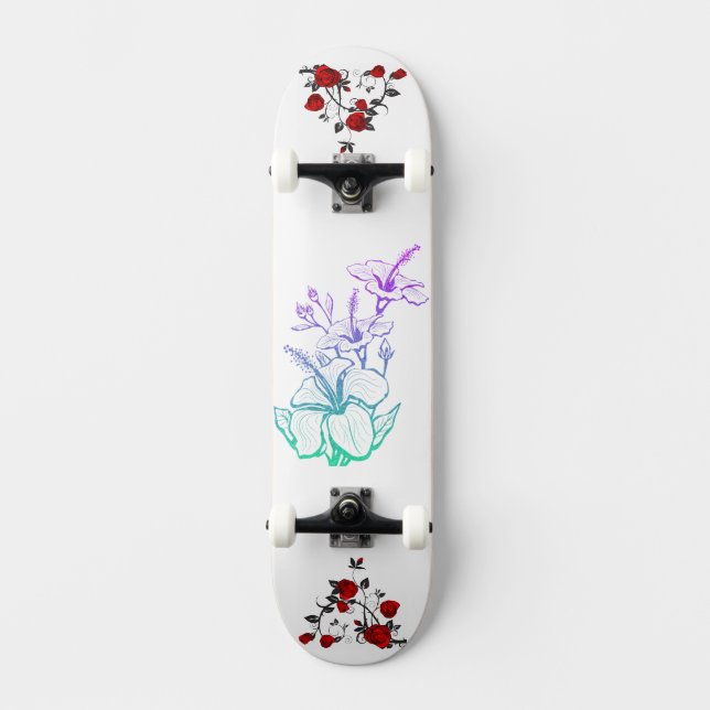 Adsible Fantasy Flowers Bild Mini Skateboard Bräda 18,5 Cm (Framsida)