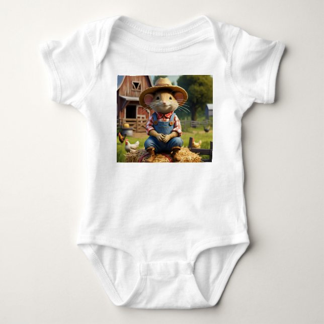 Adsible Farmer Mouse Bodykostdräkt Onsie T Shirt (Framsida)