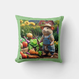 Adsible Farmer Mouse in Garden Dekorativ kudde