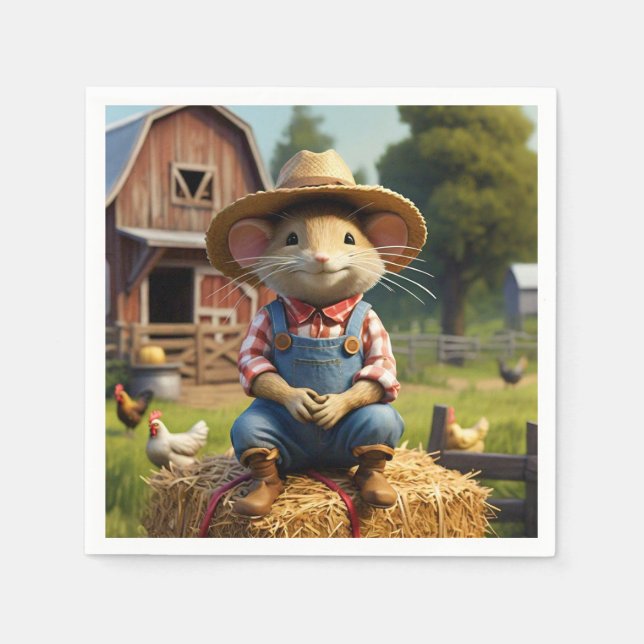 Adsible Farmer Mouse Napkin Pappersservett (Framsidan)