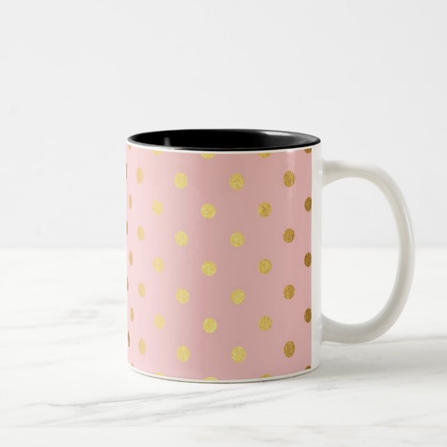 Adsible Faux Guld Polka dots Flowers Två-Tonad Mugg (Höger)