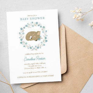 Adsible Fawn Baby Shower Inbjudningar