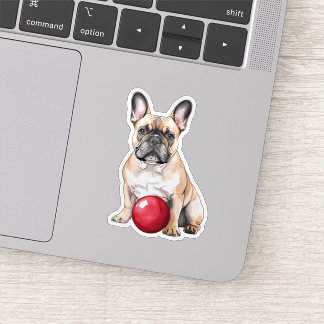 Adsible Fawn Fransk Bulldog med Boll Klistermärken