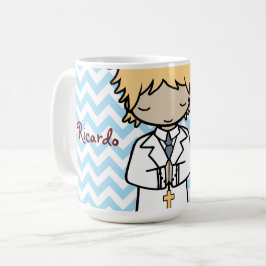 Adsible First Heliga Communion blonde boy Kaffemugg