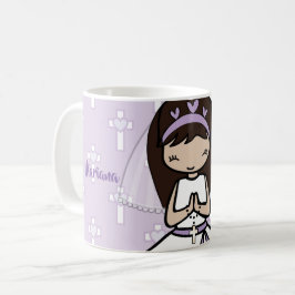 Adsible First Heliga Communion brunette Girl namn Kaffemugg