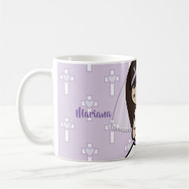 Adsible First Heliga Communion brunette Girl namn Kaffemugg