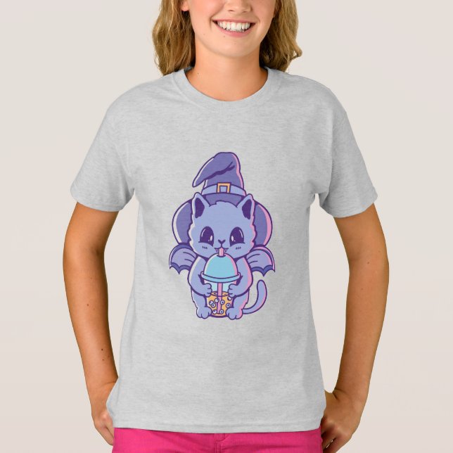 Adsible Fladdermus Witch Cat T Shirt (Framsida)