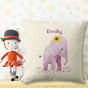 Adsible Flicka Elephant with Namn Kudde