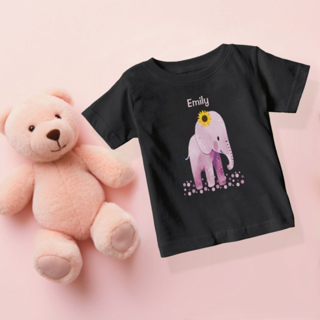 Adsible Flicka Elephant with Namn T Shirt (Skapare uppladdad)