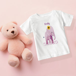 Adsible Flicka Elephant with Namn T Shirt