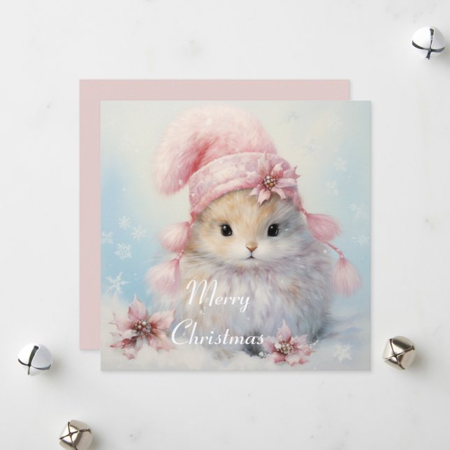 Adsible Fluffy Bunny-julkort Julkort (Fram/Back In Situ)