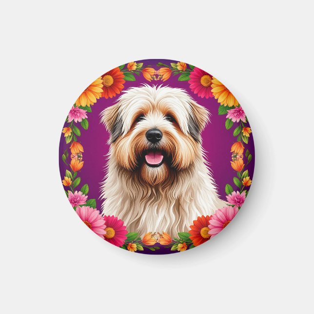 Adsible Fluffy Hund with Flowers Magnet (Framsidan)