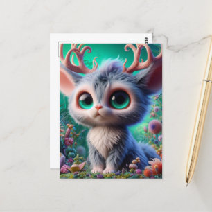 Adsible Fluffy Jackalope Creature Vykort