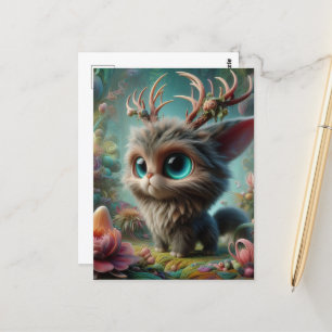 Adsible Fluffy Jackalope Kitten Vykort