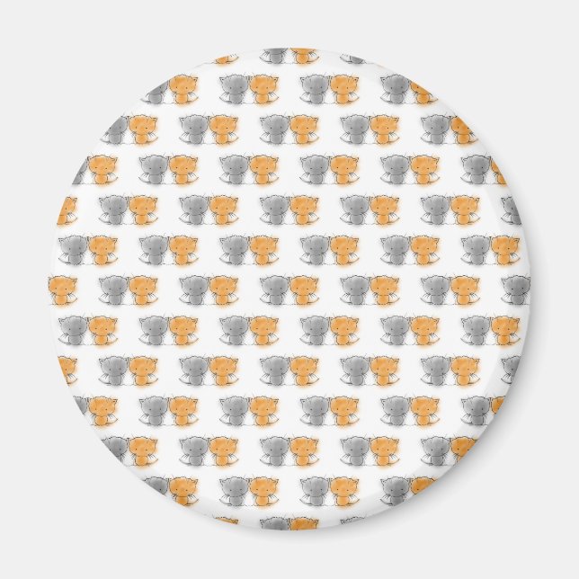Adsible Fluffy Kittens Illustration Cat Art Magnet (Framsidan)