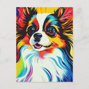Adsible Fluffy Leksak Papillon Hund Porträtt Vykort