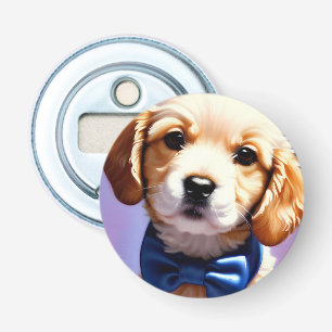 Adsible Fluffy Puppy w Cute Blue Bow Tie Flasköppnare