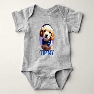 Adsible Fluffy Puppy w Cute Blue Bow Tie T Shirt