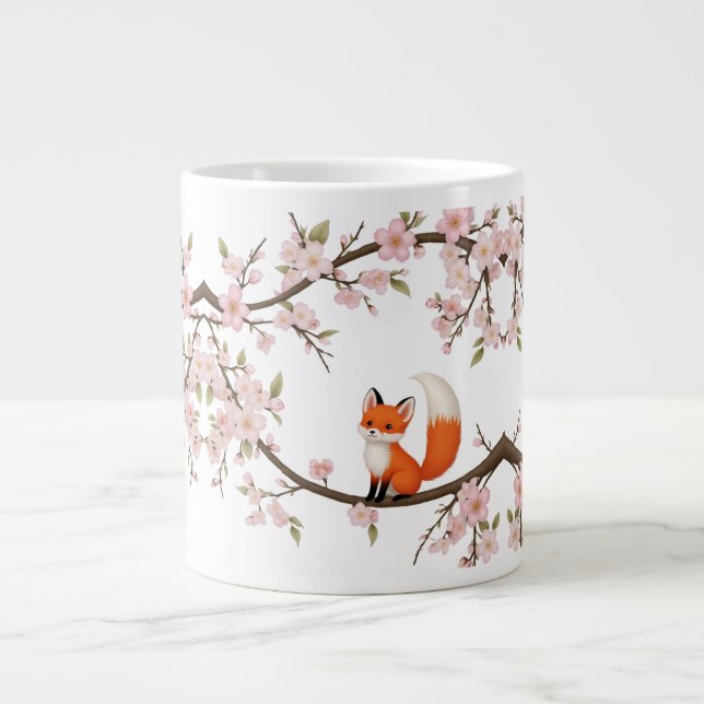 Adsible Fox between Cherry Blommars - Jumbo Specie Jumbo Mugg (Framsidan)