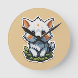 Adsible Fox Unge-fästare - Cute Vild Animal Art Rund Klocka