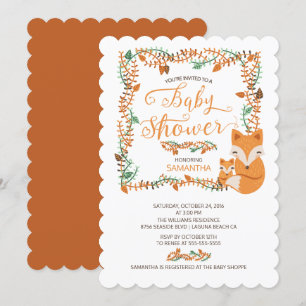 Adsible Fox Woodland Baby Shower-inbjudan Inbjudningar