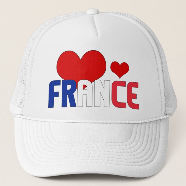 Adsible Frankrike Flagga Hearts Patriotic Keps (Framsida)