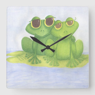 Adsible Frog Älskare Fyrkantig Klocka
