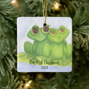Adsible Frog Älskare Julgransprydnad Keramik