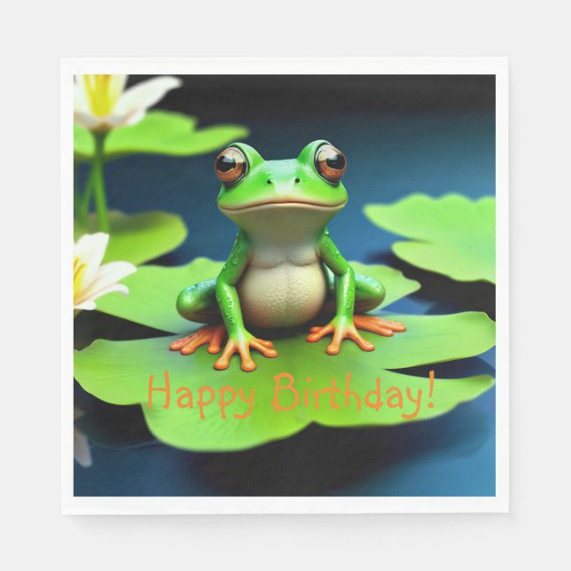 Adsible Frog Birthday Pappersservett (Framsidan)