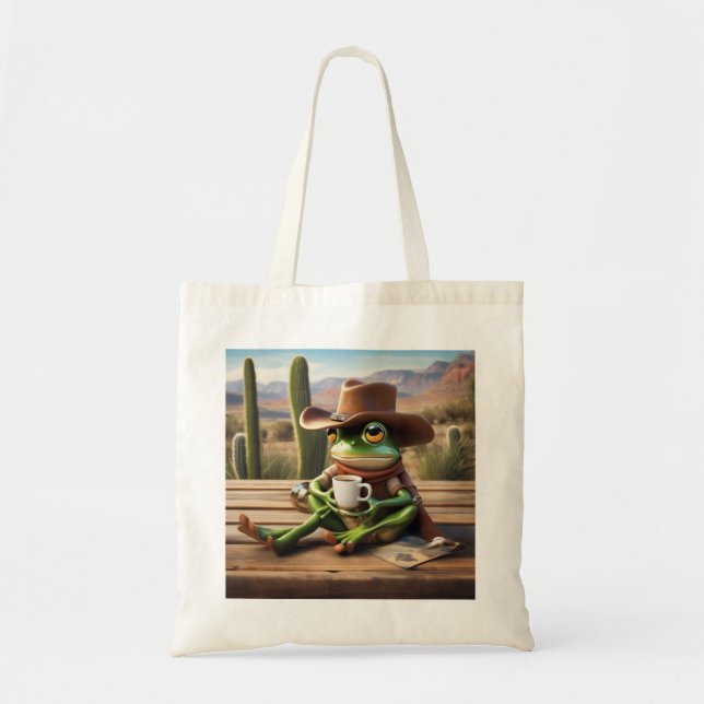 Adsible Frog Cowboy with Coffee Tygkasse (Framsidan)