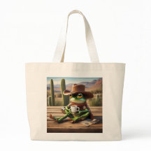 Adsible Frog CowboyEnjoying är Coffee Jumbo Tote