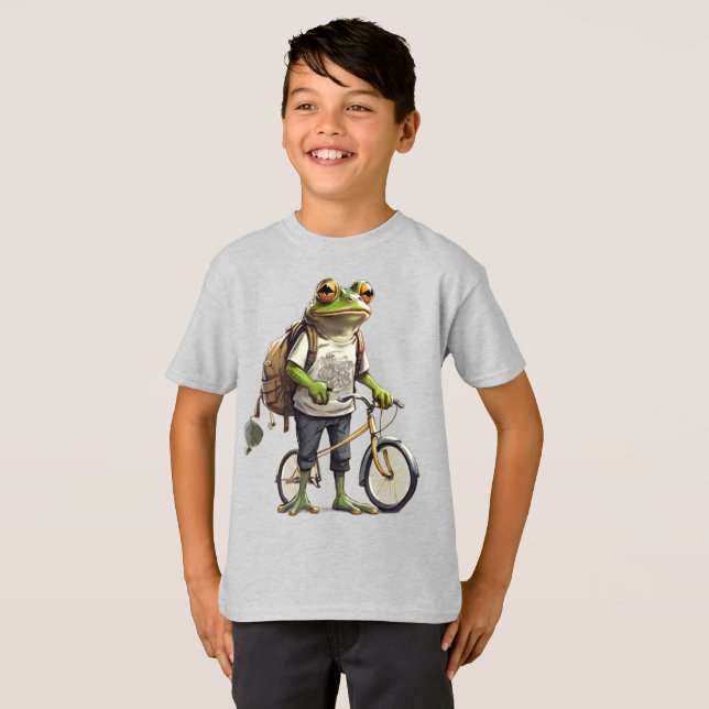 Adsible Frog in T-shirt and Backpack Cycle (Hel framsida)