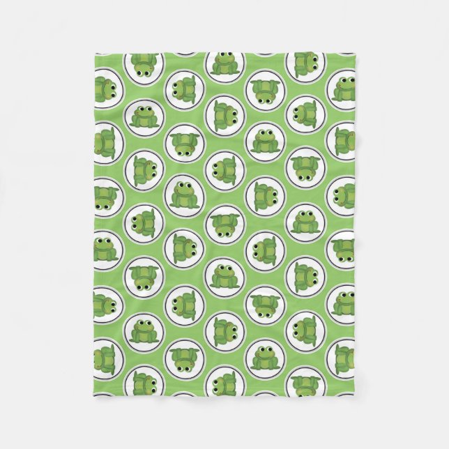 Adsible Frog Mönster Apple Grönt Fleece Blanket (Framsidan)