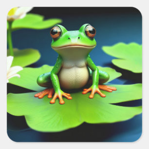 Adsible Frog Square-fästare Fyrkantigt Klistermärke