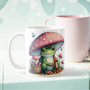 Adsible Frog Under Mushroom Umbrella Kaffemugg