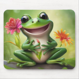 Adsible Frog with Flowers Mouse Pad Musmatta