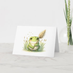 Adsible Frog with Pampas Grass Blank Hälsning Kort