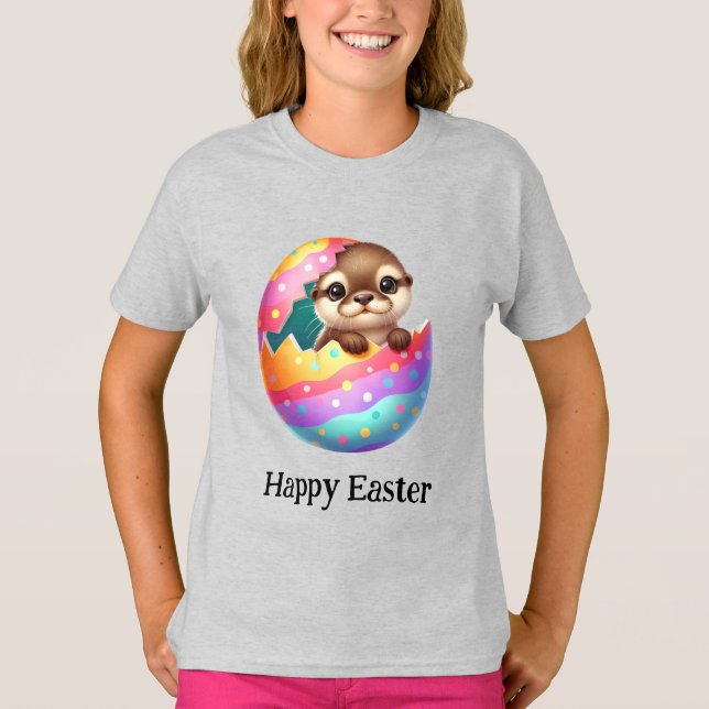 Adsible Funny Cute Påsk Otter Baby T Shirt (Framsida)