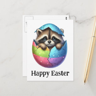 Adsible Funny Cute Påsk Raccoon Vykort
