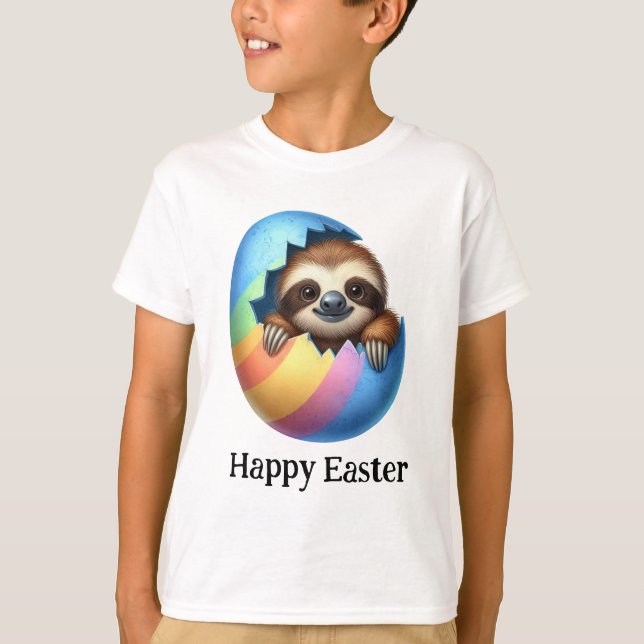 Adsible Funny Cute Påsk Sloth T Shirt (Framsida)