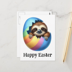 Adsible Funny Cute Påsk Sloth Vykort