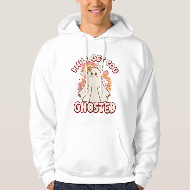Adsible Funny Ghost - Cute Valentine Ghost Hoodie (Framsida)